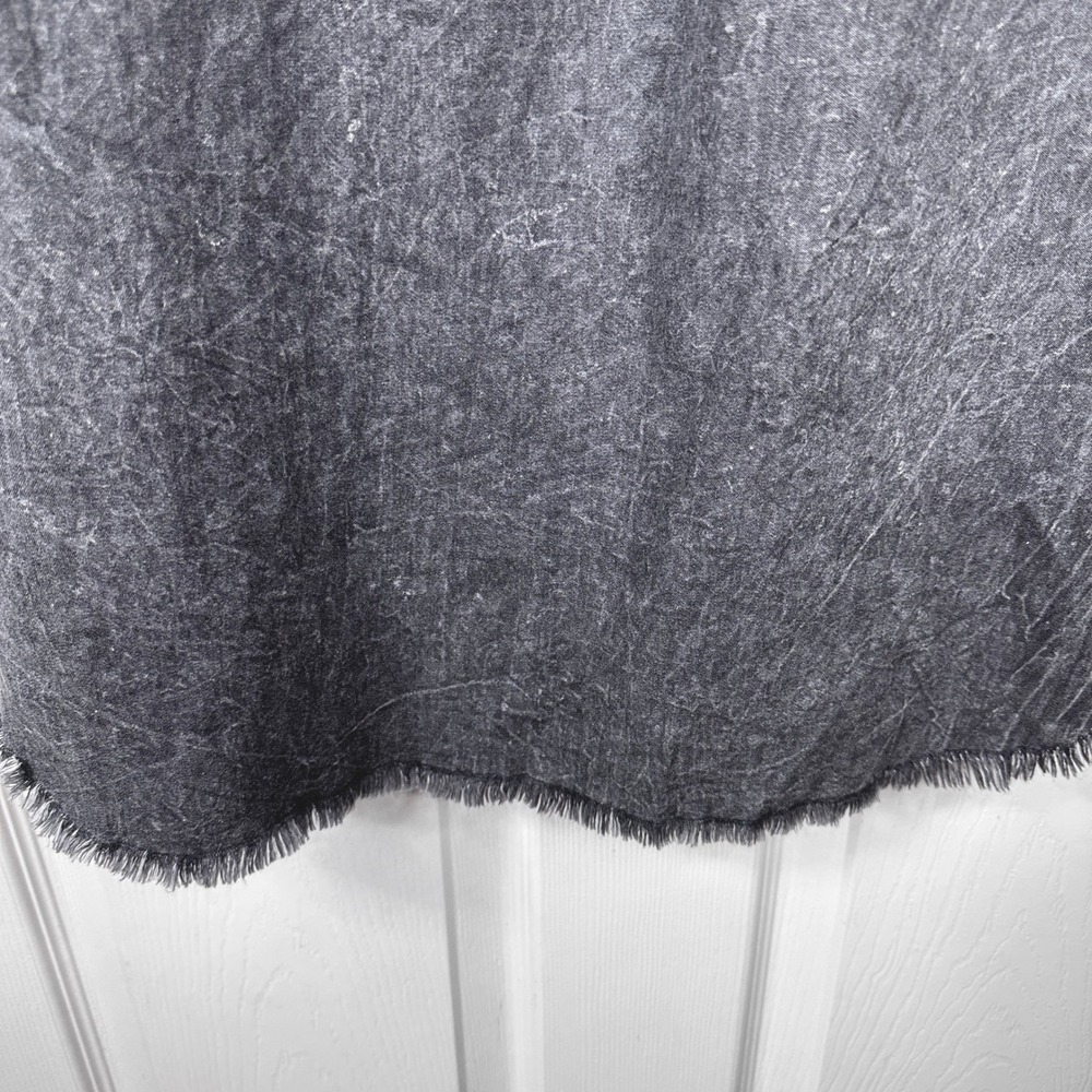 KROIX Distressed Denim Shirt Women 1X Grey Excellent High Low Acid Wash Longline - Picture 8 of 12